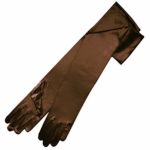 ZaZa Bridal 19.5″ Long Shiny Stretch Satin Dress Gloves 12BL-Dark Brown