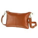 SEALINF Women’s Cowhide Leather Clutch Handbag Small Shoulder Bag Purse (brown)