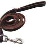 Vivi Bear Luxury Handmade Braided Genuine Leather Canine K9 Dog Training Leash for Large Dogs 0.5 Inch Wide Dark Brown (6.9ft Long).