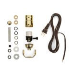 Lamp-making Kit – Electrical Wiring Kit to Make or Refurbish Lamps (Electrical Lamp Wiring Kit with Brass-plated socket and 12 feet Brown wire cord)
