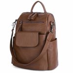 UTO Women Backpack Purse 3 ways PU Washed Leather Ladies Rucksack Shoulder Bag Brown