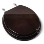 Comfort Seats C1B1R-18CH Designer Solid Wood Toilet Seat with PVD Chrome Hinges, Round, Dark Brown