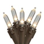 Brite Star Set of 10 Clear Mini Christmas Lights 5.25″ Spacing-Brown Wire