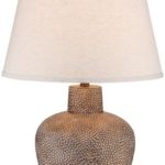 Bentley Brown Leaf Hammered Pot Table Lamp