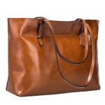 S-ZONE Women’s Vintage Genuine Leather Tote Shoulder Bag Handbag Upgraded Version (Dark Brown)