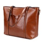 CLELO Women’s Tote Bag Vintage Genuine Leather Purse Shoulder Bag Large Brown