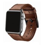 SWAWS Apple Watch Band 42mm Genuine Leather iWatch Strap Replacement Bands with Stainless Metal Clasp for Apple Watch Series 3 Series 2 Series 1 Sport and Edition Men Women Dark Brown