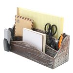 Dark Brown Vintage Style Postcard Design Wood Mail Sorter / Desktop Office Supply Storage Box