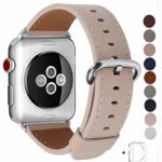 JSGJMY Compatible Iwatch Band 38mm Women Light tan Genuine Leather Loop Replacement Strap with Silver Stainless Steel Clasp Compatible Iwatch Series 3 2 1 Sport Edition