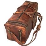 28″ Inch Real Goat Vintage Leather Large Handmade Travel Luggage Bags in Square Big Large Brown bag Carry On By KK’s leather
