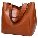 Molodo Women PU Leather Big Shoulder Bag Purse Handbag Tote Bags (Brown)