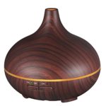 VicTsing 150ml Mini Aroma Essential Oil Diffuser, Wood Grain Cool Mist Humidifier for Office Home Study Yoga Spa, 14 Color Lights(Brown)