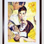 PAINTING PORTRAIT MAN WOMAN TALK FILE GLASSE BLACK FRAMED ART PRINT B12X7451