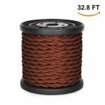 [UL Listed] 32.8ft Twisted Cloth Covered Wire, Carry360 Antique Industrial Electronic Wire, 18-Gauge 2-Conductor Vintage Style Fabric Lamp/Pendant Cord Cable (Brown)