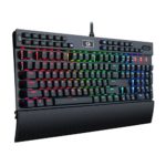 Mechanical Keyboard K550 RGB Yama Redragon Black Gaming Keyboard 131 Key RGB LED Illuminated Backlit Computer PC Gaming Programmable Macro Keys, Wrist Rest, USB Passthrough, Volume Control