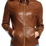 HOTOUCH Womens Faux Leather Motorcycle Jacket Coffee XL