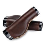 Champkey Ergonomics Comfort Design Bicycle Handlebar Grips 1 Pair Leather with Soft Material Cycling Grip (Brown)