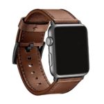 EVAVE for Apple Watch Leather Bands 42mm, Genuine Leather iWatch Band Replacement Strap with Stainless Metal Clasp for Apple Watch Series 3,Series 2, Series 1,Sport and Edition(Dark Brown – 42mm)