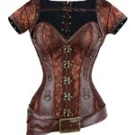 Charmian Women’s Spiral Steel Boned Goth Retro Overbust Steampunk Bustier Corset