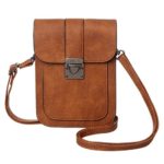 MINICAT Women Simple Series Small Crossbody Bags Synthetic Leather Cell Phone Purse Wallet(Brown)