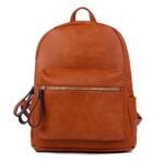 Women Backpack Purse PU Leather Simple Design Casual Daypack Fashion School Backpack for Girls Brown