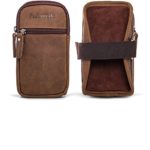 Pofomede Armband Workout Phone Holder Arm Bag iPhone Pouch iPhone Arm Case iPhone 8 Plus 7 Plus Samsung Galaxy S9 Plus Note 8 5 Gym Sports Armband Leather Phone Holder Exercise Running Pouch Brown