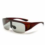 Photochromic Polarized + Flip Up Wraparounds Sunglasses Extreme Discoloration (Brown, Gray)