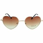 FINDK heart sunglasses shaped thin metal Frame sunglasse Colorful Lens lovely Bridal Shower party style for women (BROWN)