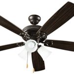 Hyperikon Indoor Ceiling Fan with Lights, 52-Inch Brown Ceiling Fan, Five Reversible Blades, Three Lights with Pull Chain – Bulb Not Included