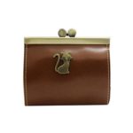 Rumas Womens Retro Cat Handbag Clutch Hasp Change Wallet Mini Coin Purse Bag (Brown)