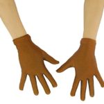 Ensnovo Adult Wrist Length Lycra Spandex Full Finger Stretchy Short Gloves Brown M