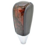 SHIFTIN Leather and Wood Gear Shift Knob for Toyota Land Cruiser 4Runner Sequoia Tundra and Lexus (Gray Leather/Dark Brown)