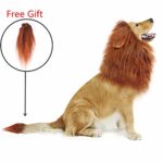 GABOSS Lion Mane Costume for Dog, Dog Lion Wig for Large Dog,Pet Halloween Party Fancy Hair Dog Clothes (Dark Brown with Ear & Tail)