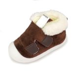 Baby Boys Girls Snow Boots Double hook and loop Kids Causal Winter Shoes With Warm Fleece Coffee Size 6 M US Toddler