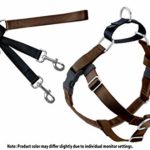 2 Hounds Design Freedom No-Pull Dog Harness and Leash, Adjustable Comfortable Control for Dog Walking, Made in USA (Medium 1″) (Brown)