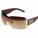 Womens DG Fashion Designer Shield Wrap Sunglasses Shades Large Oversized (Brown)