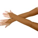 Women Stretchy Lycra Fingerless Over Elbow Cosplay Catsuit Opera Long Gloves (Brown)