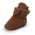 Isbasic Unisex Baby Fleece Lined Bootie Non-Skid Infant Winter Shoes (0-6 months, dark brown)