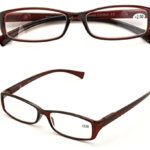 2 Pairs of Stylish Classic Rectangle Reader With Spring Hinges, No logo Reading Glasses – Unisex (Brown, 3.00)