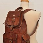 HLC 20″ Genuine Leather Retro Rucksack Backpack College Bag,School Picnic Bag Travel