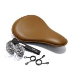 13″ Front Leather Driver Seat Cushion for Harley Davidson Sportster Softail Fatboy Spring Bracket Seat (Light Brown)