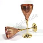 eSplanade Engraved Copper Plated Brass Wine Goblet Champagne Flutes Coupes Glasses Set of two – Ideal for Moscow Mule too