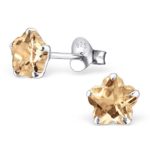 Pro Jewelry .925 Sterling Silver “Tan/Light Brown Star Cz” Stud Earrings