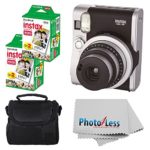 Fujifilm INSTAX Mini 90 Neo Classic Instant Camera (Black) With 2x Fujifilm Instax Mini 20 Pack Instant Film (40 Shots) + Compact Camera Case + Cleaning Cloth – International Version (No Warranty)