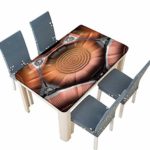 PINAFORE Solid Tablecloth Decor Bizarre Pentagon Structure with Geometric Futuristic Graphic Art with Free 3D Glasse Table Cover W53 x L92.5 INCH (Elastic Edge)