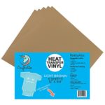 (5) 12″ x 9.8″ Sheets of Craftables Light Brown Heat Transfer Vinyl HTV – Easy to Weed Tshirt Iron on Vinyl for Silhouette Cameo, Cricut, all Craft Cutters. Ships Flat, Guaranteed Size