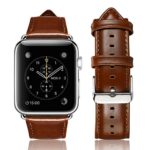 yearscase 42MM Retro Vintage Genuine Leather iWatch Strap Replacement Compatible Apple Watch Band Series 3 Series 2 Series 1 Nike+ Hermes&Edition – Brown