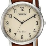 Citizen Men’s ‘Eco-Drive’ Quartz Stainless Steel and Leather Casual Watch, Color:Brown (Model: BJ6500-21A)