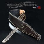 Walker & Williams C20 Celtic Design Dark Brown Padded Leather Guitar Strap 3″ Wide