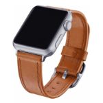 Apple Watch Band 38mm, SWAWS Genuine Leather iWatch Band Replacement Strap with Stainless Metal Clasp for Apple Watch Series 3 Series 2 Series 1 Sport and Edition Men Women Light Brown